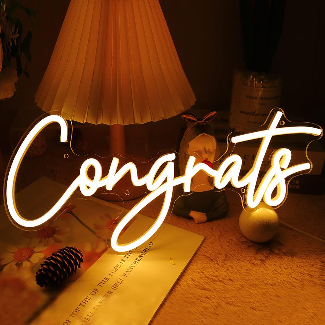 Wedding Led - Неоновая вывеска «Поздравляем» с USB-подсветкой и