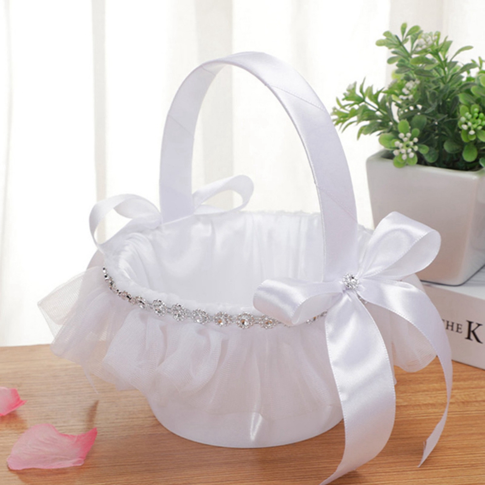Wedding Hampers - Свадебные корзины Белая корзина для девочек-цветочниц