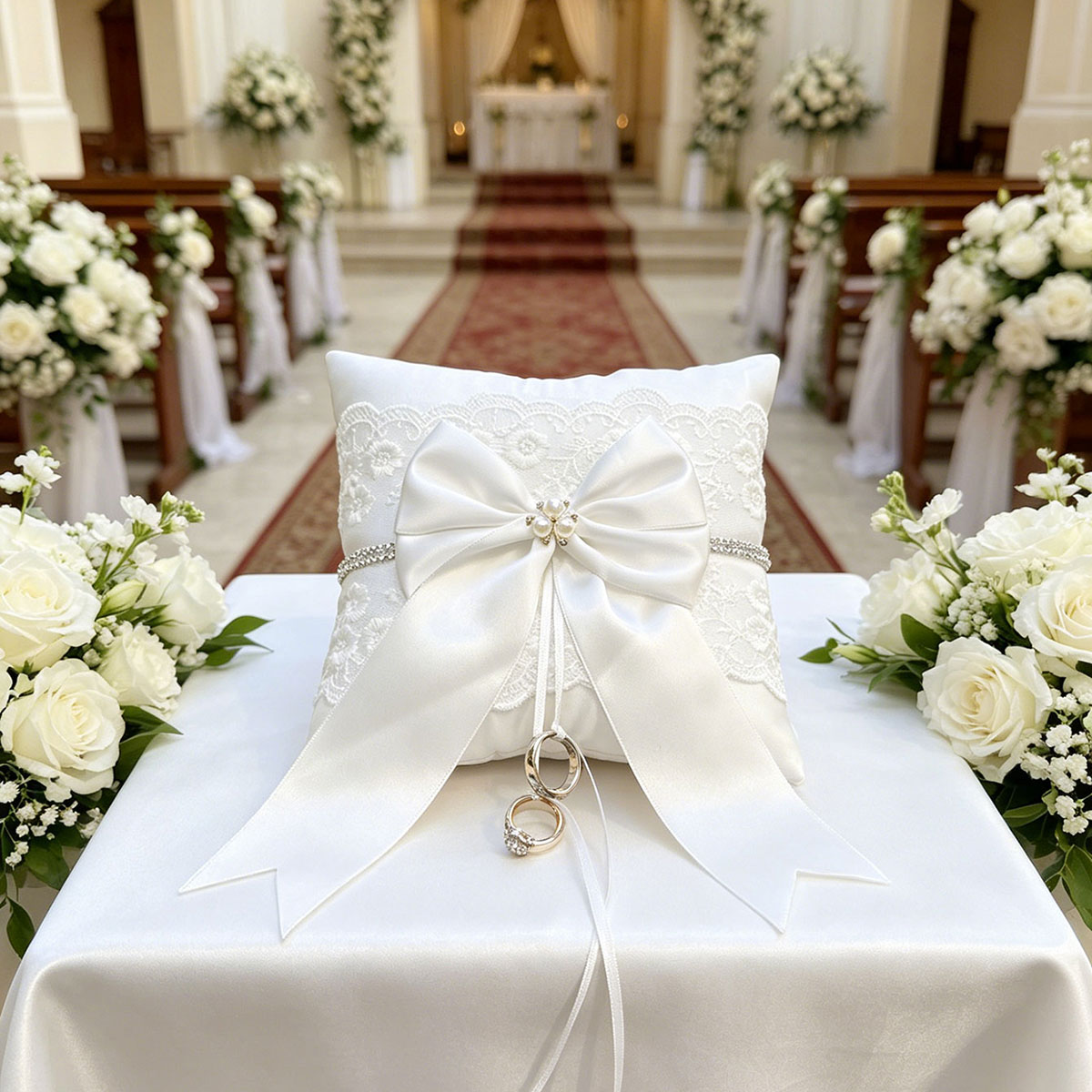 Белая кружевная подушка для об – обзор и цена Ring Bearer Pillow